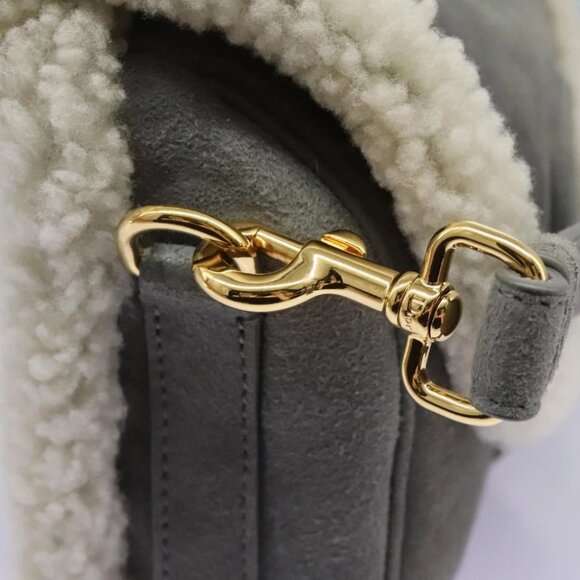 Christian Dior Shoulder Bag Suede Gray Gold Auth PP357AV - Picture 11 of 16